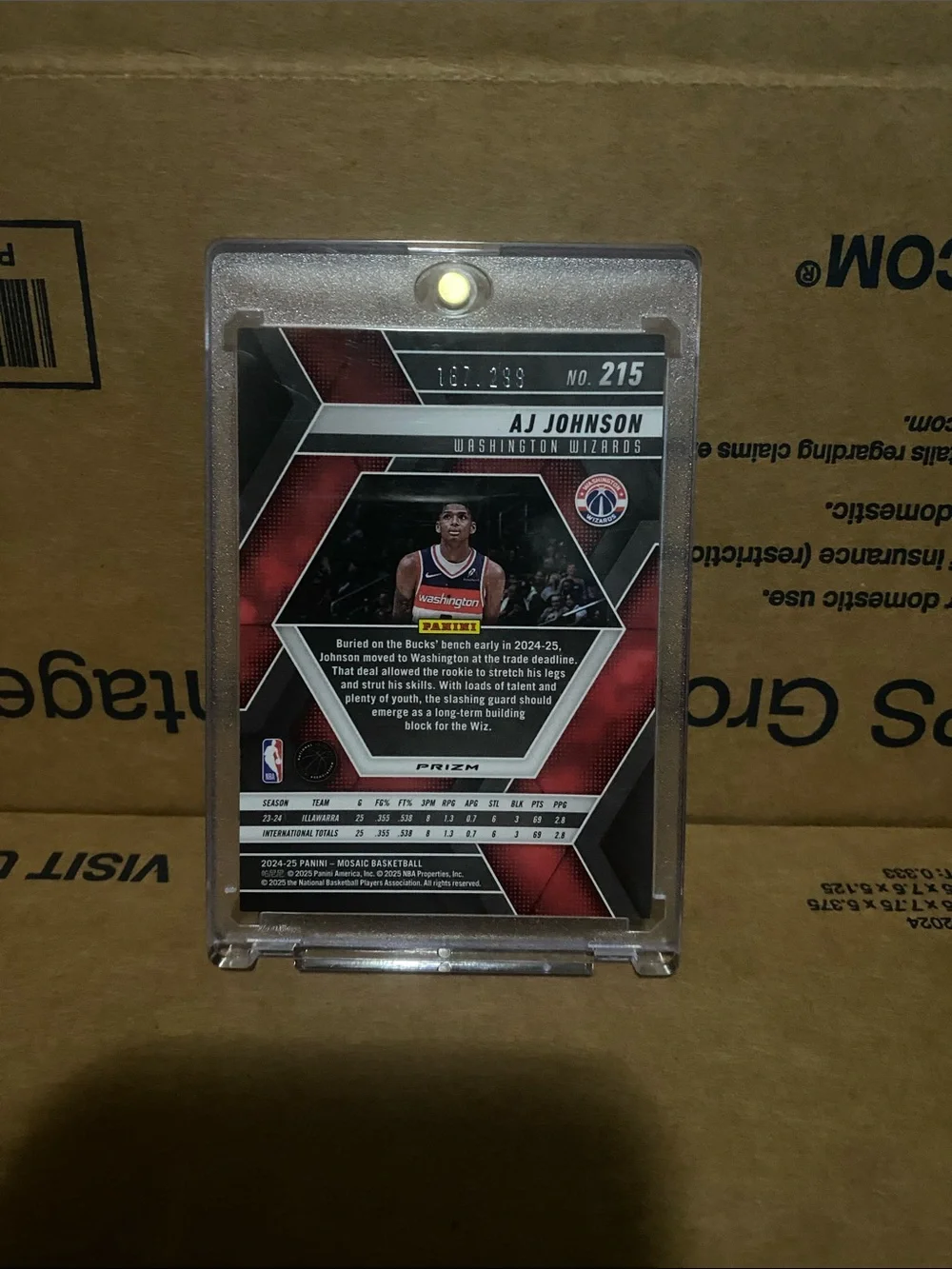 AJ Johnson Rookie Card - Red Mosaic Prizm Numbered /299 - Picture 2 of 3